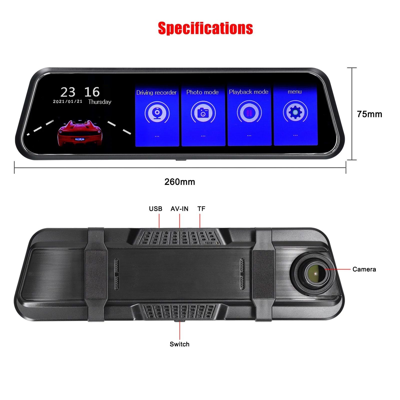 products/1176/retrovizor kamera za saobracaj zadnja kamerajpg.jpg - DVR - TOUCH SCREEN SA DODATNOM ZADNJOM KAMEROM KD-020 9.66"(24.5cm) - Xenon Svetla Beograd